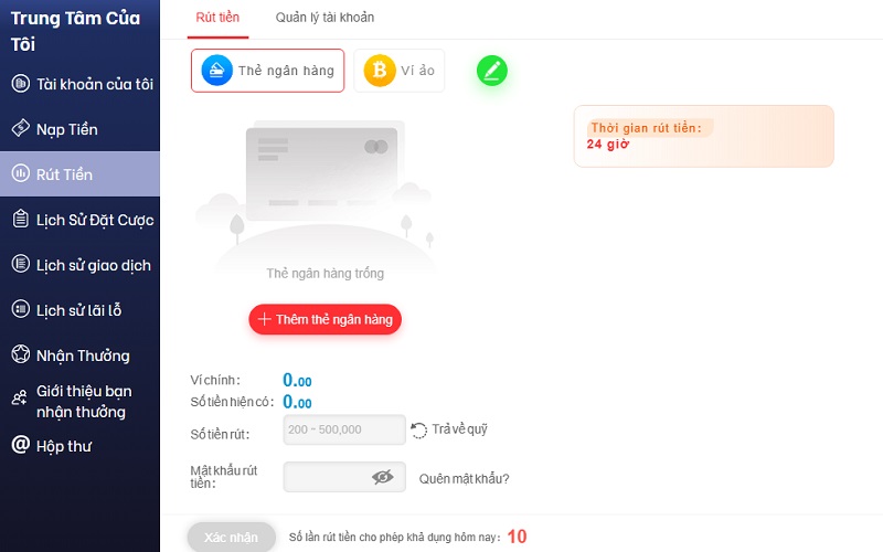 Rút tiền Vi68 qua ngân hàng