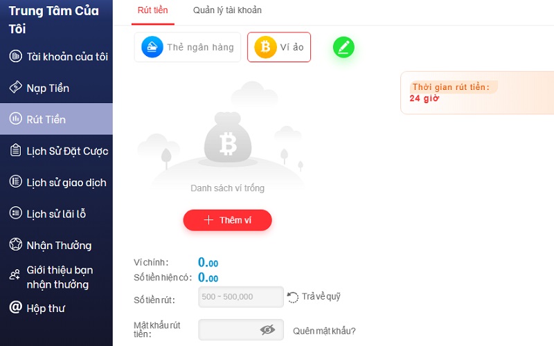 Rút tiền qua ví ảo