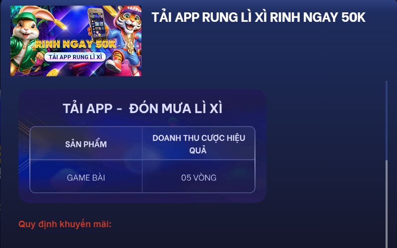 Tải App Vi68 rung lì xì nhận 50K